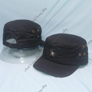Nón Lính Nón Kết Đầu Bằng Thêu Ngôi Sao Chạy Sọc 2 Bên Hông, Có Đóng 4 Sò 2 Bên Đen