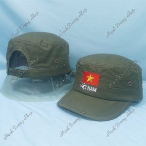 Nón Kết Thêu Lá Cờ Việt Nam Rêu Đậm