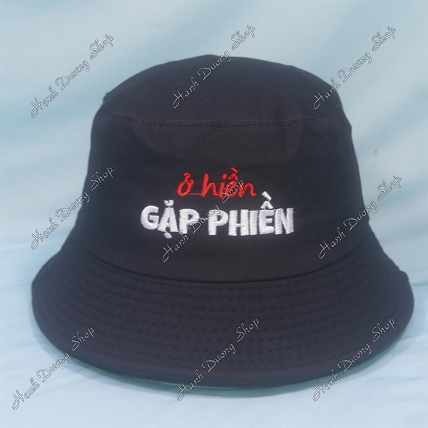 Nón Bucket Thêu Chữ Ở Hiền Gặp Phiền Đen - Ảnh 3