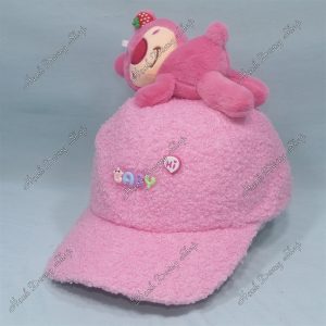 Nón Kết Trẻ Em Từ 3-7 Tuổi Hàng Việt Nam, Nón Kết Gấu Dâu Nằm Vòng Đầu 51-55cm Phía Trước Gắn Chữ Baby Hi Hồng Nhạt