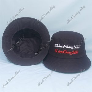 Nón Bucket Thêu Chữ Nhàm Nhang Nhồ (Làm Giang Hồ) Đen