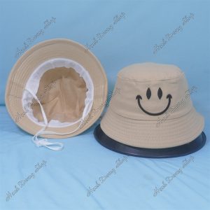 Nón Bucket Họa Tiết Trẻ Em Kaki Mặt Cười