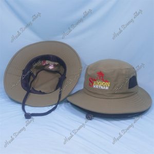 Nón Bucket Thêu Chữ Sài Gòn Việt Nam Rêu Nhạt