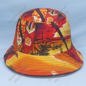 Nón Bucket Họa Tiết Cây Dừa & Lá Đỏ
