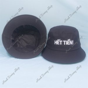 Nón Bucket Thêu Chữ Hết Tiền Đen