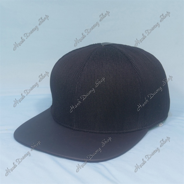 Nón Snapback Hiphop Trơn Không Logo Đen Lưới Sọc - Ảnh 2