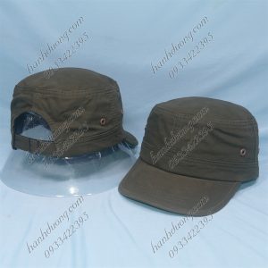 Nón Kết Lính Không Thêu, Nón Kết, Nón Đầu Bằng Trơn Phía Sau Rêu Đậm