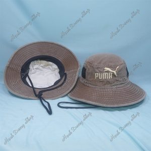 Nón Bucket Thêu Chữ Puma Có May Lưới 2 Bên Hông Nâu