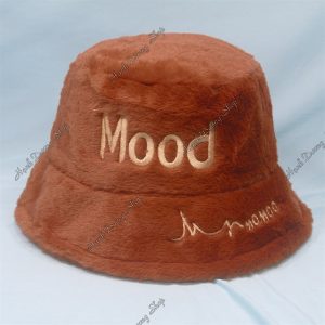 Nón Bucket Thêu Chữ Mood Hàng Quảng Châu Có Dây Rút Phía Trong Vòng Đầu 56-58cm Da Bò