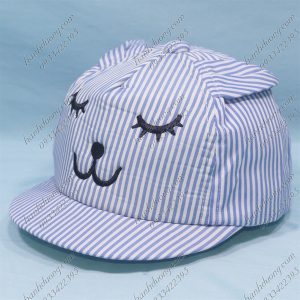 Nón Kết Trẻ Em Từ 1-2 Tuổi Vòng Đầu 45-48cm Thêu Con Mèo Chớt Mắt Có 2 Tai Xanh Dương