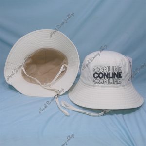Nón Bucket Thêu Chữ Conline Vải Cotton Cao Cấp Phía Trong Có Lớp Lót Và Có Dây Quai Khóa Inox Kem
