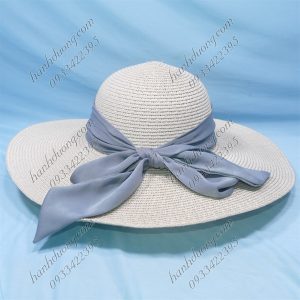 Nón Cói Nữ Rộng Vành Chống Nắng Du Lịch Biển HQC4113 Kem trắng|CHẤT LIỆU:Cói