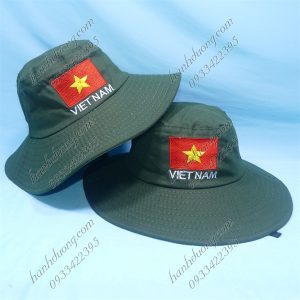 Nón Tai Bèo Thêu Lá Cờ Việt Nam Xanh