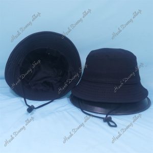 Nón Bucket Trơn Không Thêu Trẻ Em Đen Trơn