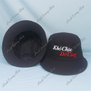 Nón Bucket Thêu Chữ Khó Chịu Vô Cùng Đen