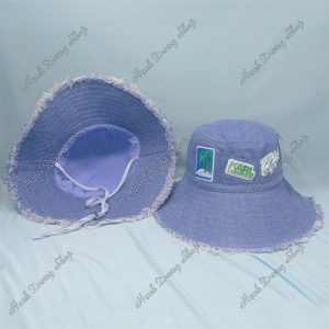 Nón Bucket Họa Tiết Xanh Nhạt