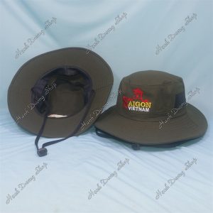 Nón Bucket Thêu Chữ Sài Gòn Việt Nam Nâu