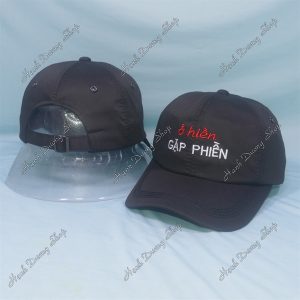 Nón Kết Thêu Chữ Ở Hiền Gặp Phiền Đen