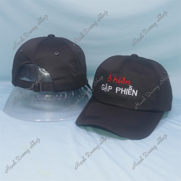 Nón Kết Thêu Chữ Ở Hiền Gặp Phiền Đen