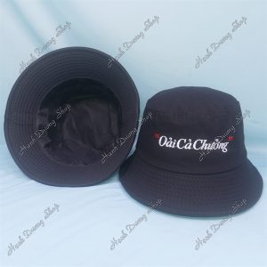 Nón Bucket Thêu Chữ Oải Cả Chưởng Đen