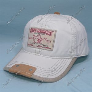 Nón Ông Địa True Religion Đánh Đàn Vá Mỏ Da Phía Trước Trắng