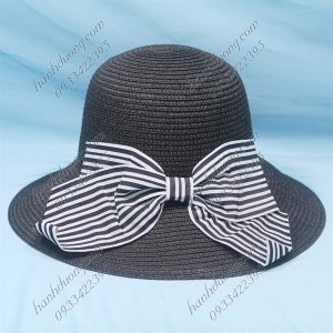 Nón Nữ Du Lịch Bãi Biển Thắt Nơ Độc Đáo HQC4119 Đen|CHẤT LIỆU:Cói