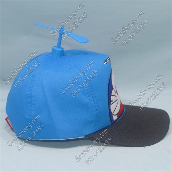 Nón Kết Trẻ Em 4-10 Tuổi Vòng Đầu 53-55cm Thêu Hình Doraemon Có Chong Chóng Trên Đỉnh Nón Xanh Dương - Ảnh 4